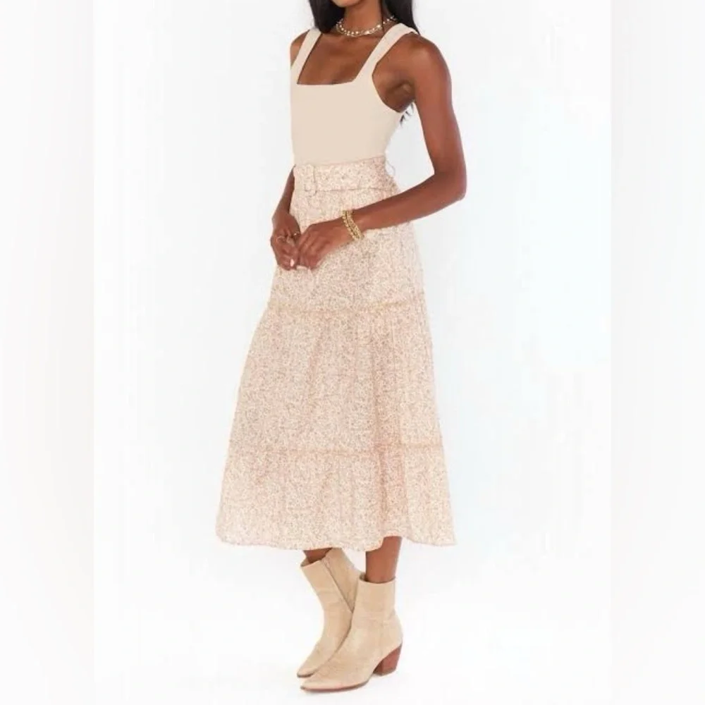 Show Me your Mumu Miley Tiered Belted Maxi Skirt Ditsy Daisy with Pockets Size M - Picture 5 of 12